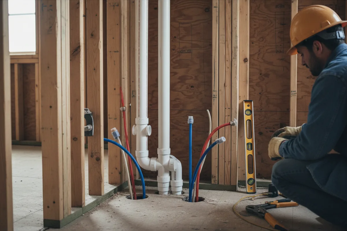 Drain and supply rough-in during Toilet Repair and Installation in Santa Clarita