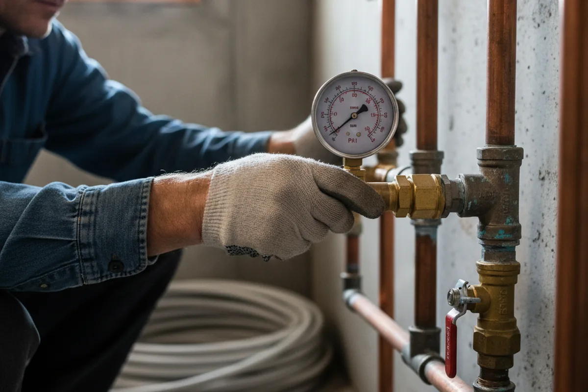 Pressure testing a repaired line during Water Line Repair in Santa Clarita